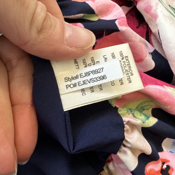 Eliza J Floral Strapless Midi Dress 4P high low ruffle petite wedding guest - Picture 11 of 13